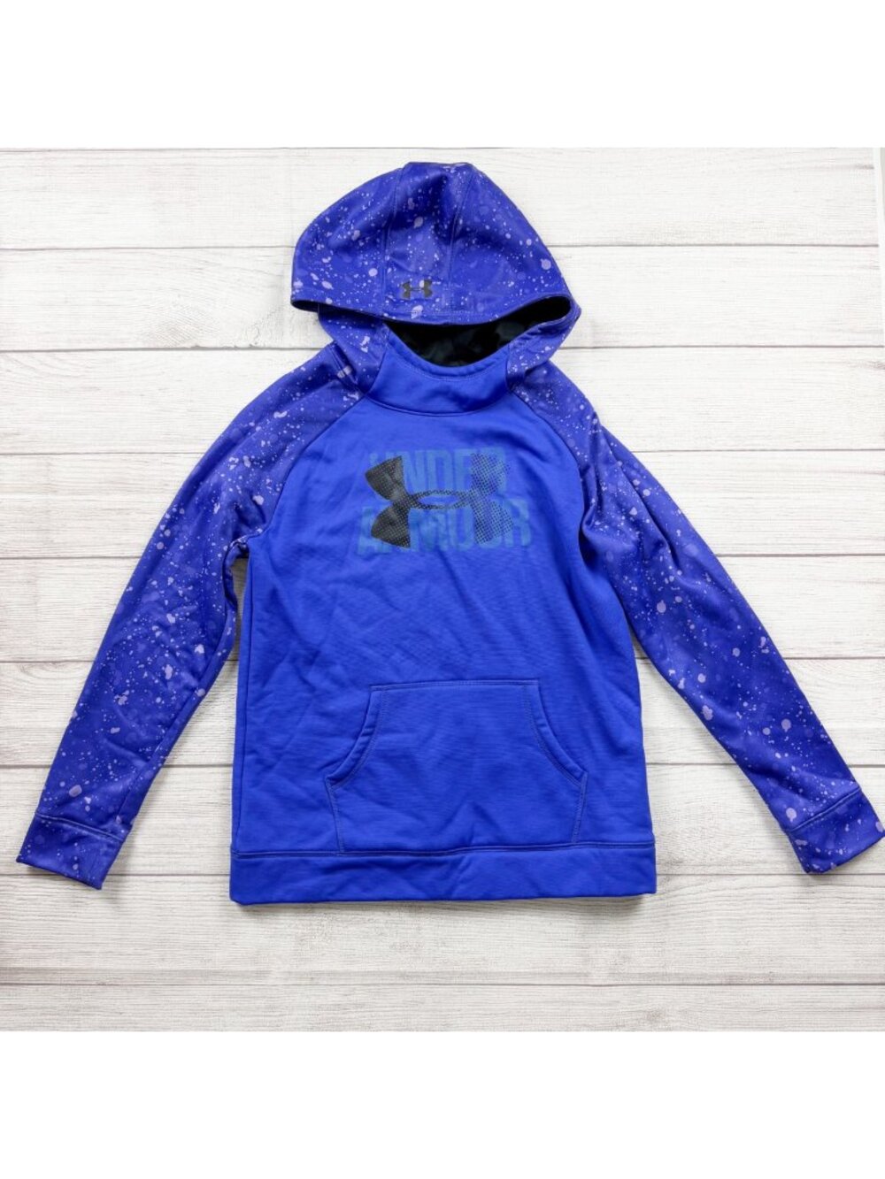 Under Armour Youth Hoodie Splatter Print Pullover Kangaroo Pocket Logo YLG